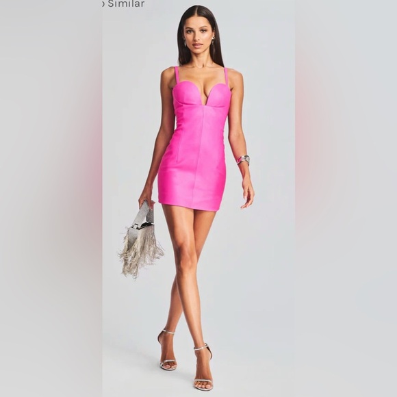 Retrofete Dresses & Skirts - NWT Retrofête PHOEBE 100% LEATHER DRESS in Knockout Pink Barbiecore Size M